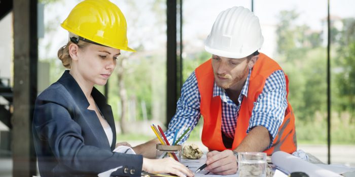 Architect Engineer Discussion Brainstorming Construction Concept
